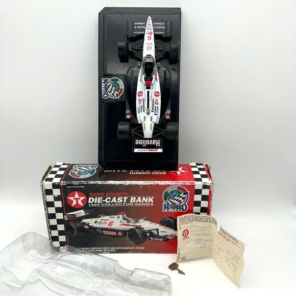 1994 Mario Andretti Texaco Die Cast Coin Bank Vintage Dirt Devil Model Indy Car - Picture 5 of 9
